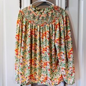 LOFT Floral Smocked Blouse - Multicolor